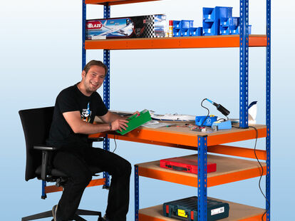 MP10 / MP13 Arbeitstische mit Regalaufsatz inkl. MDF-Platten 