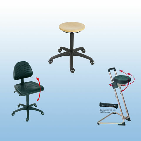 Stehhilfe und Arbeitsstühle