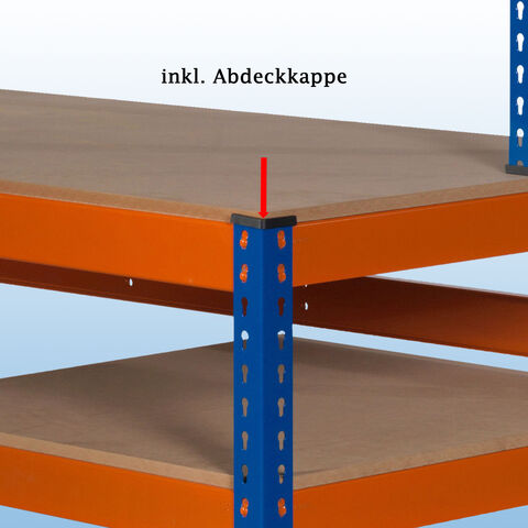 MP10 / MP13 Arbeitstische mit Regalaufsatz inkl. MDF-Platten  – Abdeckkappe