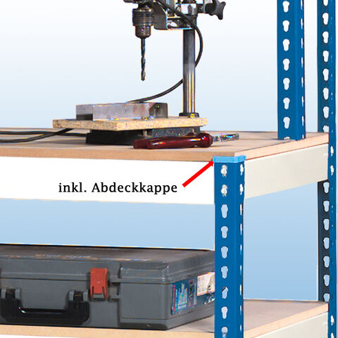 MP11 / MP12 Werkbänke mit Regalaufsatz inkl. MDF-Platten  – Abdeckkappe